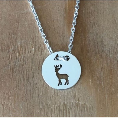 Collier femme argent, créateur CabaneTchanque, Pendentif Cerf